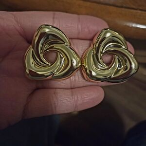Gold Tone Swirl Clip-On Earrings - Women Jewelry